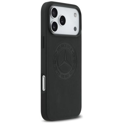 4. Etui Mercedes Leather Vintage Logo MagSafe na iPhone 17 Pro Max - czarne