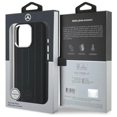 8. Etui Mercedes Silicone Vertical Tonal Stripes MagSafe na iPhone 16 Pro Max - czarne