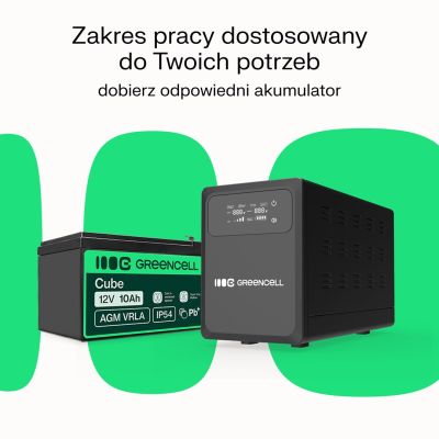 3. UPS Zasilacz awaryjny Greencell PowerCore 800VA 500W AVR 12VDC LCD