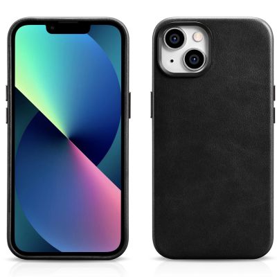 14. iCarer Oil Wax Premium Leather Case skórzane etui iPhone 14 Plus magnetyczne z MagSafe czarny (WMI14220703-BK)
