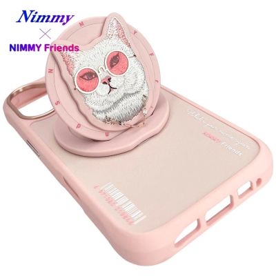 15. Etui Nimmy Glasses Cool Cat MagSafe na iPhone 16 - różowe