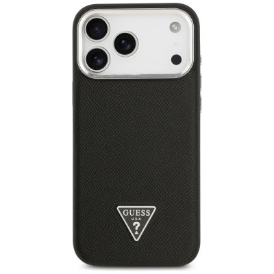3. Etui Guess Grained Triangle Logo MagSafe na iPhone 17 Pro Max - czarne