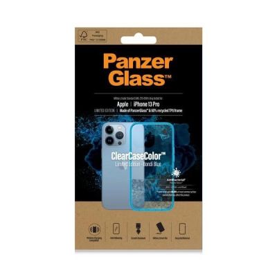 6. Etui PanzerGlass ClearCase antybakteryjne z certyfikatem Military Grade na iPhone 13 Pro - przezroczysto-niebieskie