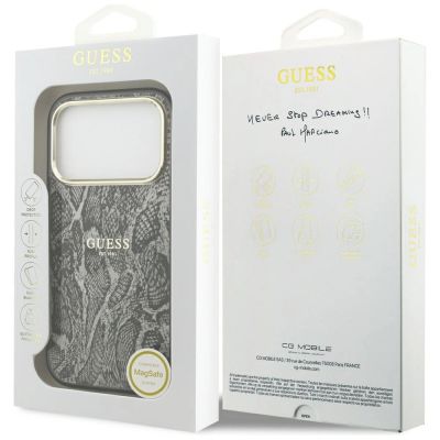 8. Etui Guess Python Pattern MagSafe na iPhone 17 Pro / 18 Pro - czarne
