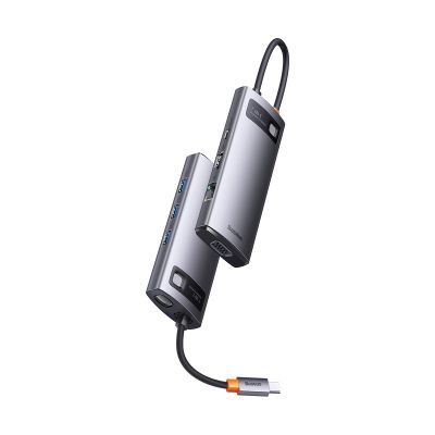 25. Baseus Metal Gleam Series stacja dokująca HUB 7 w 1 USB Typ C - 1 x HDMI / 1 x VGA / 3 x USB 3.2 Gen. 1 / 1 x Power Delivery / 1 x RJ-45 Ethernet szary (WKWG040013)
