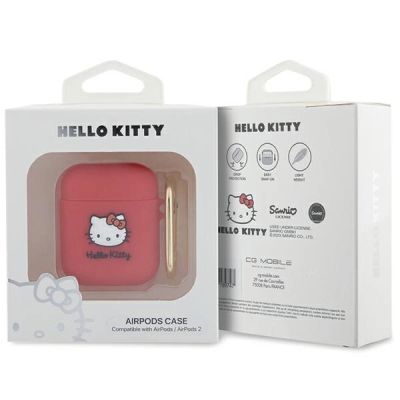 3. Etui Hello Kitty Silicone 3D Kitty Head na AirPods 1/2 - fuksjowe