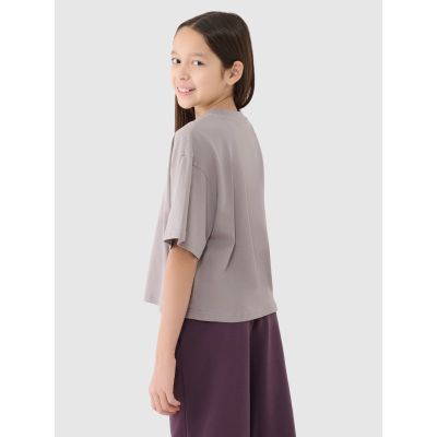 4. Crop top oversize z nadrukiem dziewczęcy 4F 4FJRSS25TTSHF2587-83S