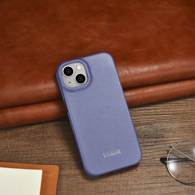 23. iCarer CE Premium Leather Folio Case skórzane etui iPhone 14 Plus z klapką magnetyczne MagSafe jasnofioletowy (WMI14220715-LP)