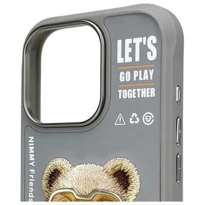 3. Etui Nimmy Cool&Cute 2.0 Bear na iPhone 16 Pro - szare