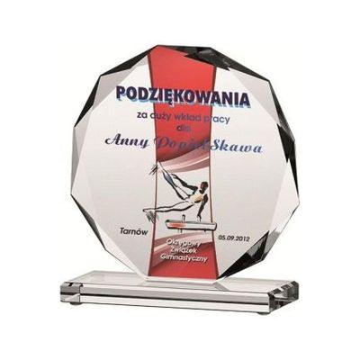 2. Trofeum szklane z nadrukiem kolorowym LuxorJet