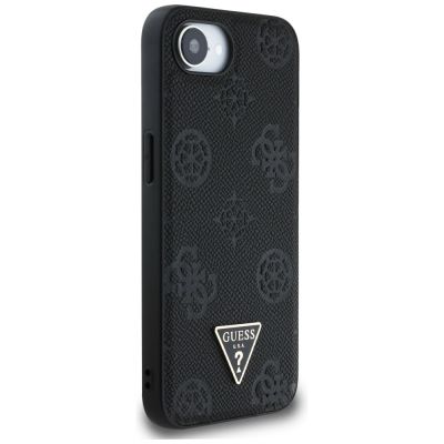 4. Etui Guess Grained Hot Stamp Peony Triangle Logo MagSafe na iPhone 16e - czarne