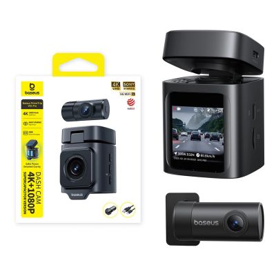 9. Wideorejestrator Baseus PrimeTrip VD1 Pro kamera samochodowa 4K z kamerą tylną 1080p i zestawem zasilania - czarny