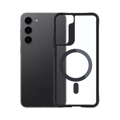 4. Etui 3mk Satin Armor MagCase z MagSafe na Samsung Galaxy S23+ - przezroczyste z czarną ramką