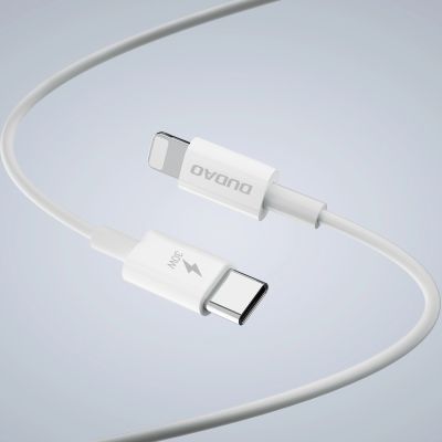 9. Ładowarka sieciowa GaN Dudao A30EUL 30W USB-A / USB-C + kabel USB-C - Lightning - biała
