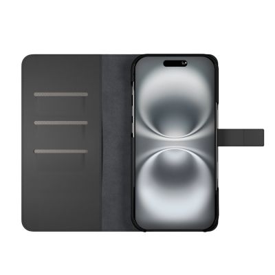 4. Etui z ekoskóry Puro Wallet Detachable MagSafe 2w1 z klapką i portfelem do iPhone 16 Pro - czarne