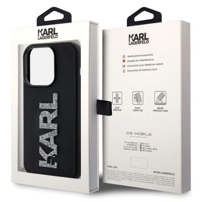 8. Etui Karl Lagerfeld 3D Rubber Glitter Logo na iPhone 15 Pro - czarne
