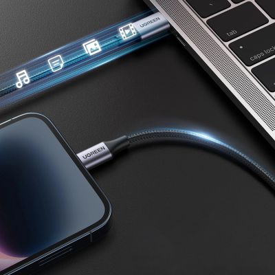 8. Kabel Ugreen US304 60759 Lightning - USB-C 2.0 MFi 1 m - szary