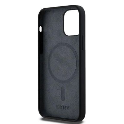 3. Etui DKNY Liquid Silicone White Printed Logo MagSafe na iPhone 12/12 Pro - czarne