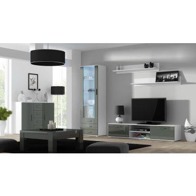 8. Szafka RTV SOHO 180 biały/ szary połysk