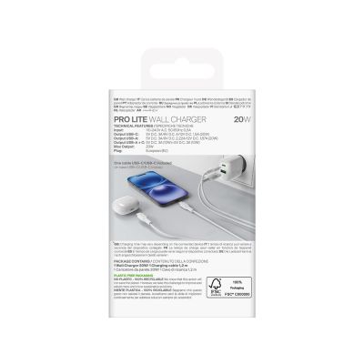 3. Ładowarka sieciowa Puro PROLITE 20W USB-A / USB-C + kabel USB-C - USB-C 1.2m - biała