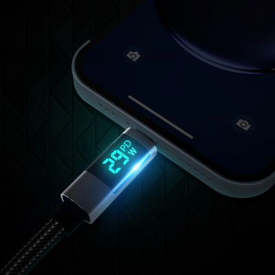 7. Kabel Orico LDC2L USB-C do Lightning PD 29 W z wyświetlaczem LED 480 Mb/s 1.5 m - czarny