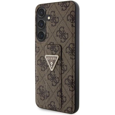 2. Etui Guess Grip Stand 4G Triangle Strass na Samsung Galaxy S24 - brązowe