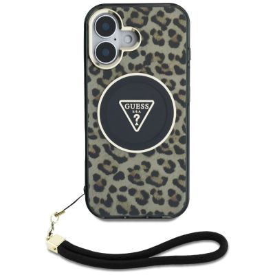 2. Etui Guess HC IML Leopard Triangle Cord Strap MagSafe do iPhone 16  - brązowe