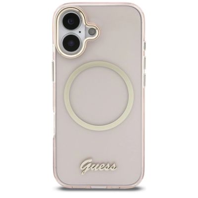 3. Etui Guess IML Script Metal MagSafe do iPhone 17 - różowe