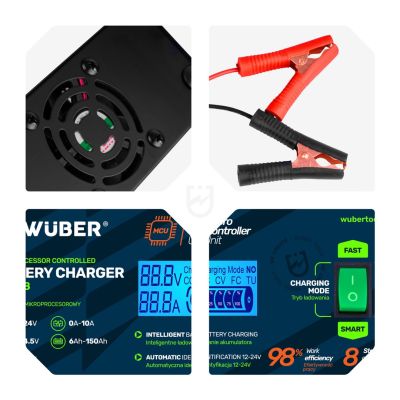 4. Prostownik mikroprocesorowy samochodowy 10A 6-150 Ah 2-24 V W14018 WUBER