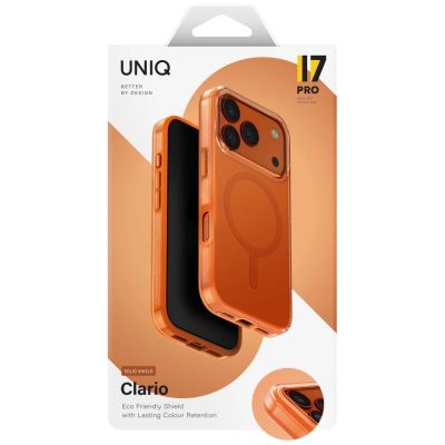5. Etui UNIQ Clario Magclick Charging na iPhone 17 Pro - pomarańczowe