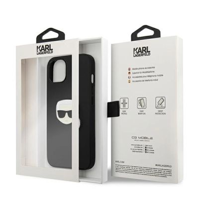 8. Etui Karl Lagerfeld Leather Ikonik Karl's Head Metal na iPhone 13 mini - czarne