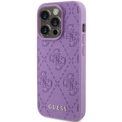 2. Etui Guess Leather 4G Stamped na iPhone 15 Pro - fioletowe