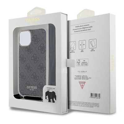 7. Etui Guess Crossbody Cord 4G Print na iPhone 15 / 14 / 13 - czarne