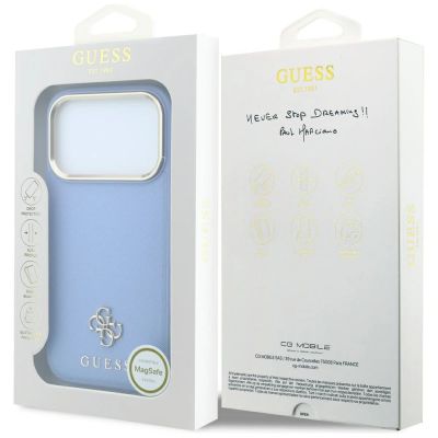 8. Etui Guess Saffiano Small 4G & Classic Logo MagSafe na iPhone 18 Pro Max / 17 Pro Max - jasnoniebieskie