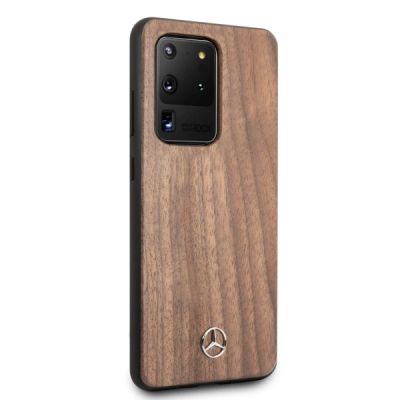 5. Etui Mercedes Wood Line Walnut na Samsung Galaxy S20 Ultra - brązowe