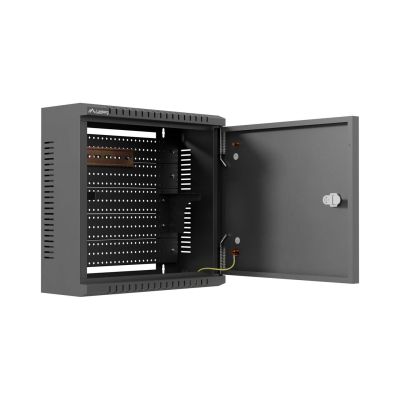 8. LANBERG SZAFA INSTALACYJNA TPR 10" Z PŁYTĄ MESH 340X340X140 CZARNA (ZŁOŻONA)