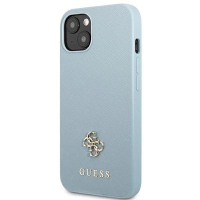 2. Etui Guess Saffiano 4G Small Metal Logo na iPhone 13 - niebieskie