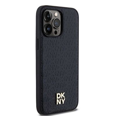 4. Etui DKNY Leather Monogram Pattern Metal Logo MagSafe na iPhone 14 Pro Max - czarne