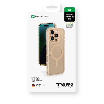 5. Etui silikonowe AMAZINGTHING Titan Pro Mag Case z pierścieniem magnetycznym do iPhone 16 Pro - różowe złoto