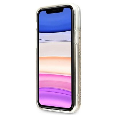 7. Etui Guess 4G Big Liquid Glitter na iPhone 11 6,1" / Xr - złote