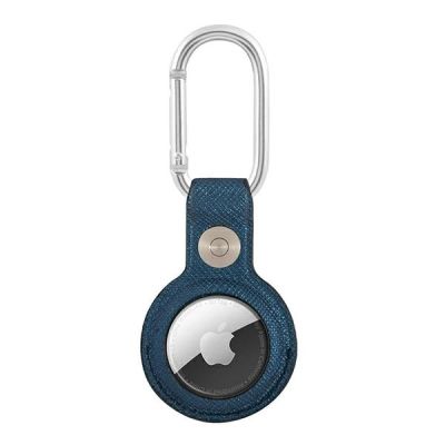 2. Etui Guess Saffiano Vintage Script na AirTag - niebieskie