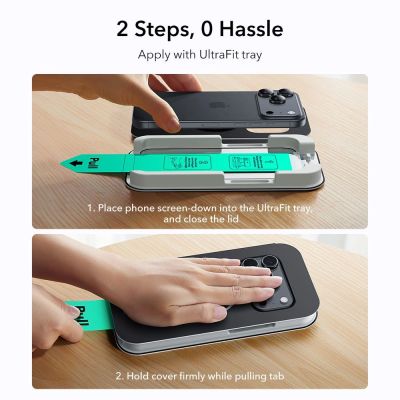 8. Szkło hartowane ESR UltraFit Tempered Glass 2-pack na iPhone 17 Pro - przezroczyste