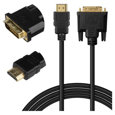 3. SAVIO KABEL HDMI 19PIN MĘSKI - DVI 18+1 MĘSKI 1,8M CZARNY ZŁOTE KOŃCÓWKI CL-212