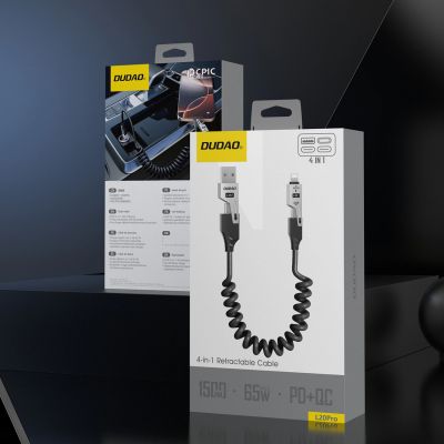 2. Kabel Dudao L20 Pro 4w1 USB-A / USB-C - Lightning / USB-C - czarny