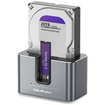Qoltec 52631 Stacja dokująca HDD SSD | SATA | M.2 NVMe | Klonowanie | USB-C | 10Gb/s | 28TB
