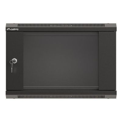 29. Szafa instalacyjna rack wisząca 19" 6U 540x350 czarna drzwi przeszklone LANBERG (Flat Pack)