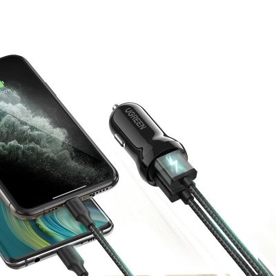 2. Ugreen ładowarka samochodowa 2x USB 24W 4,8 A (2x 2,4 A) czarny (50875)