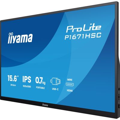 5. iiyama ProLite P1671HSC-B1 monitor komputerowy 39,6 cm (15.6") 1920 x 1080 px Full HD LED Czarny