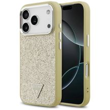 Etui Guess Glitter Triangle Logo MagSafe na iPhone 17 Pro - złote