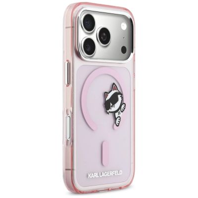 4. Etui Karl Lagerfeld IML Peekaboo MagSafe na iPhone 17 Pro - różowe
